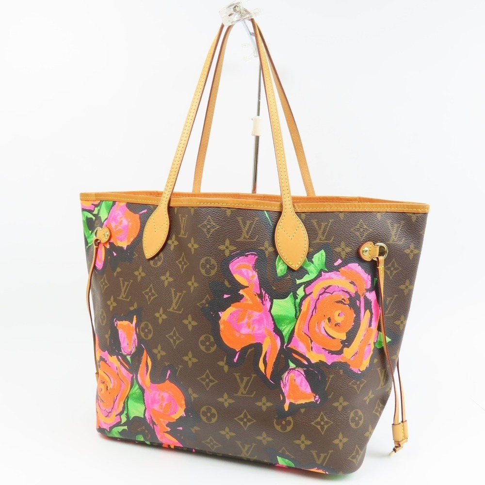 Louis Vuitton Neverfull MM Shoulder Bag Monogram Pink PVC Nume Leather Brown